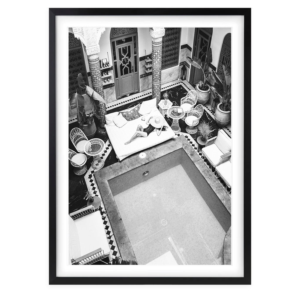 Wall Art's Pool Lounging Large 105cm x 81cm Framed A1 Art Print