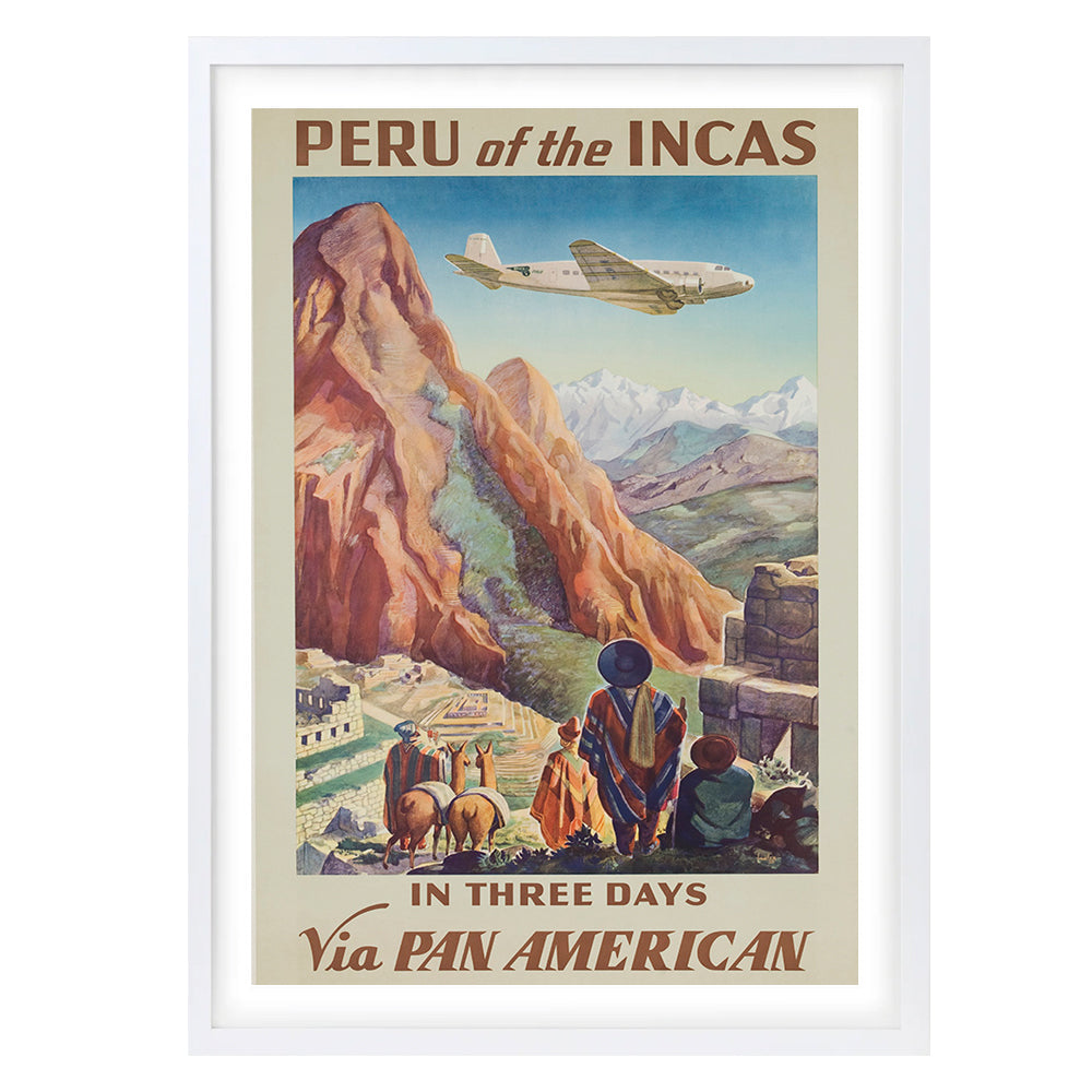 Wall Art's Peru Of The Incas PAN AM Airlines Large 105cm x 81cm Framed A1 Art Print