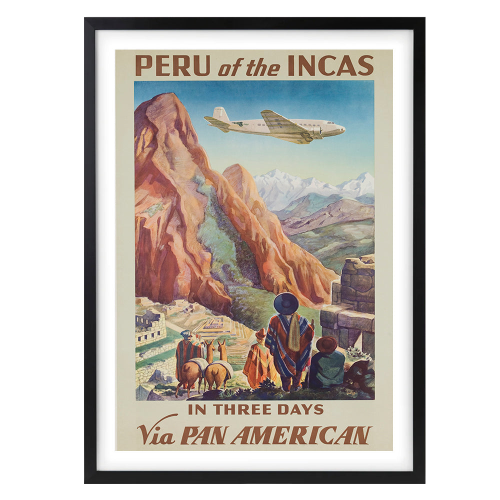 Wall Art's Peru Of The Incas PAN AM Airlines Large 105cm x 81cm Framed A1 Art Print