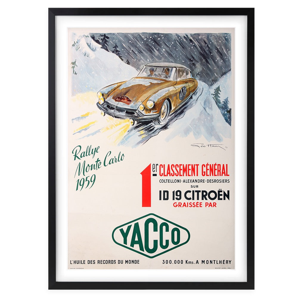 Wall Art's Rally Monte Carlo Citroen 1959 Large 105cm x 81cm Framed A1 Art Print