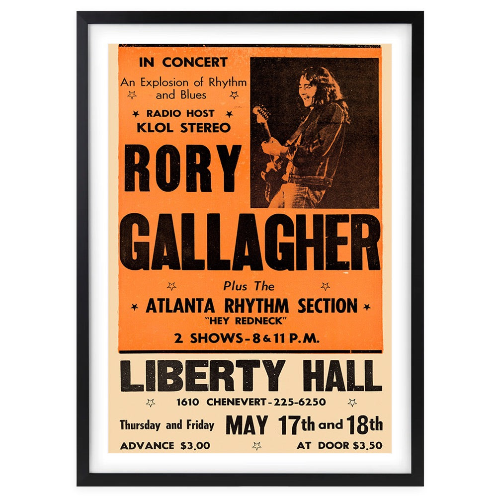 Wall Art's Rory Gallagher - Liberty Hall - 1973 Large 105cm x 81cm Framed A1 Art Print