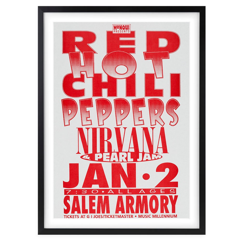 Wall Art's Red Hot Chili Peppers - Nirvana - Pearl Jam - 1992 Large 105cm x 81cm Framed A1 Art Print