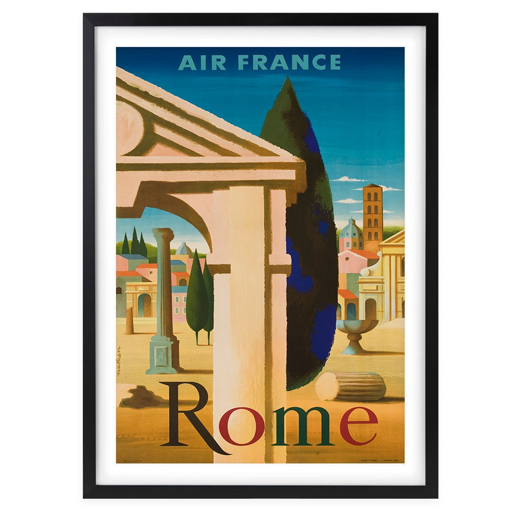 Wall Art's Roma Air France Large 105cm x 81cm Framed A1 Art Print