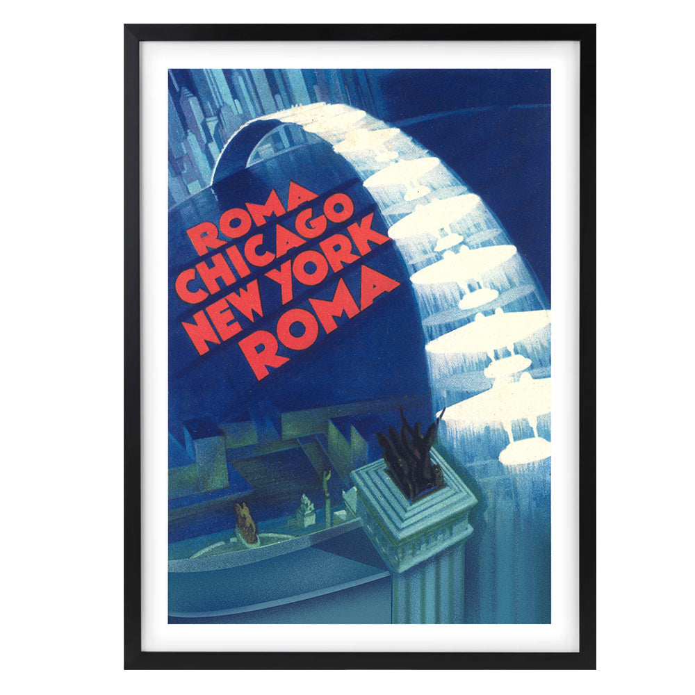 Wall Art's Roma Chicago New York Large 105cm x 81cm Framed A1 Art Print