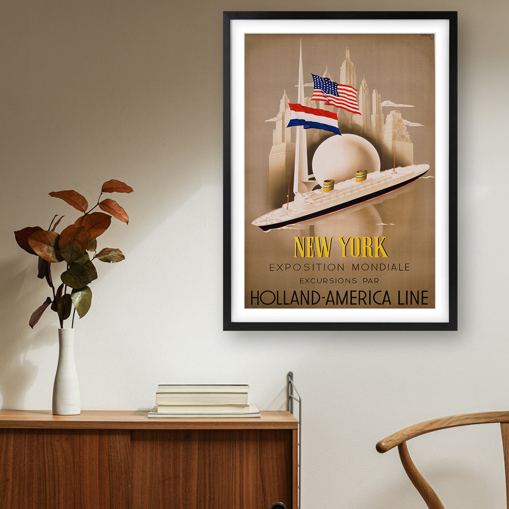 Wall Art's Roma Chicago New York Large 105cm x 81cm Framed A1 Art Print