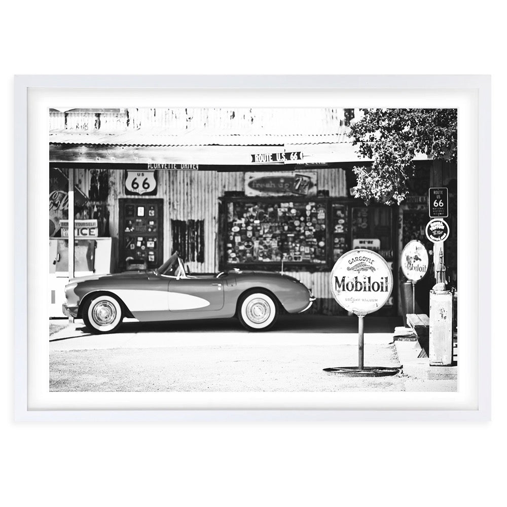 Wall Art's Route 66 Gas Stop Large 105cm x 81cm Framed A1 Art Print