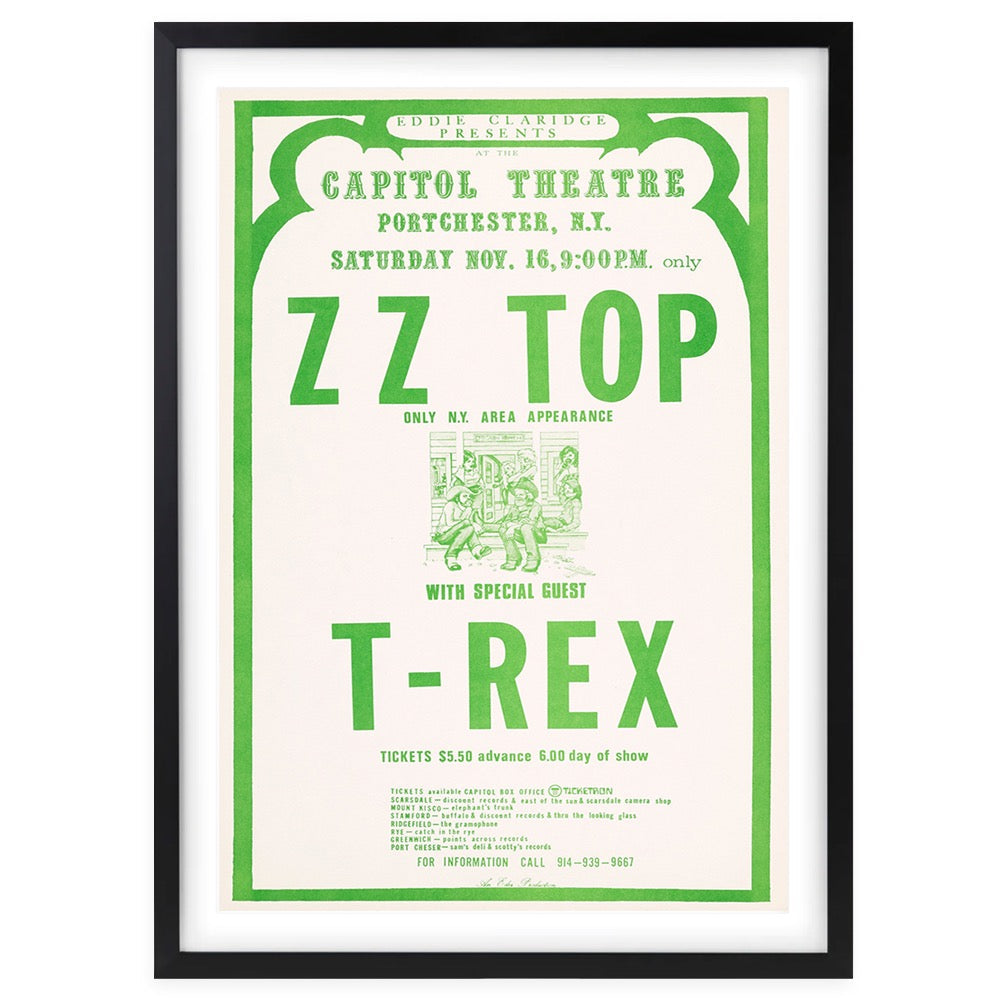 Wall Art's Zz Top - T-Rex - 1974 Large 105cm x 81cm Framed A1 Art Print