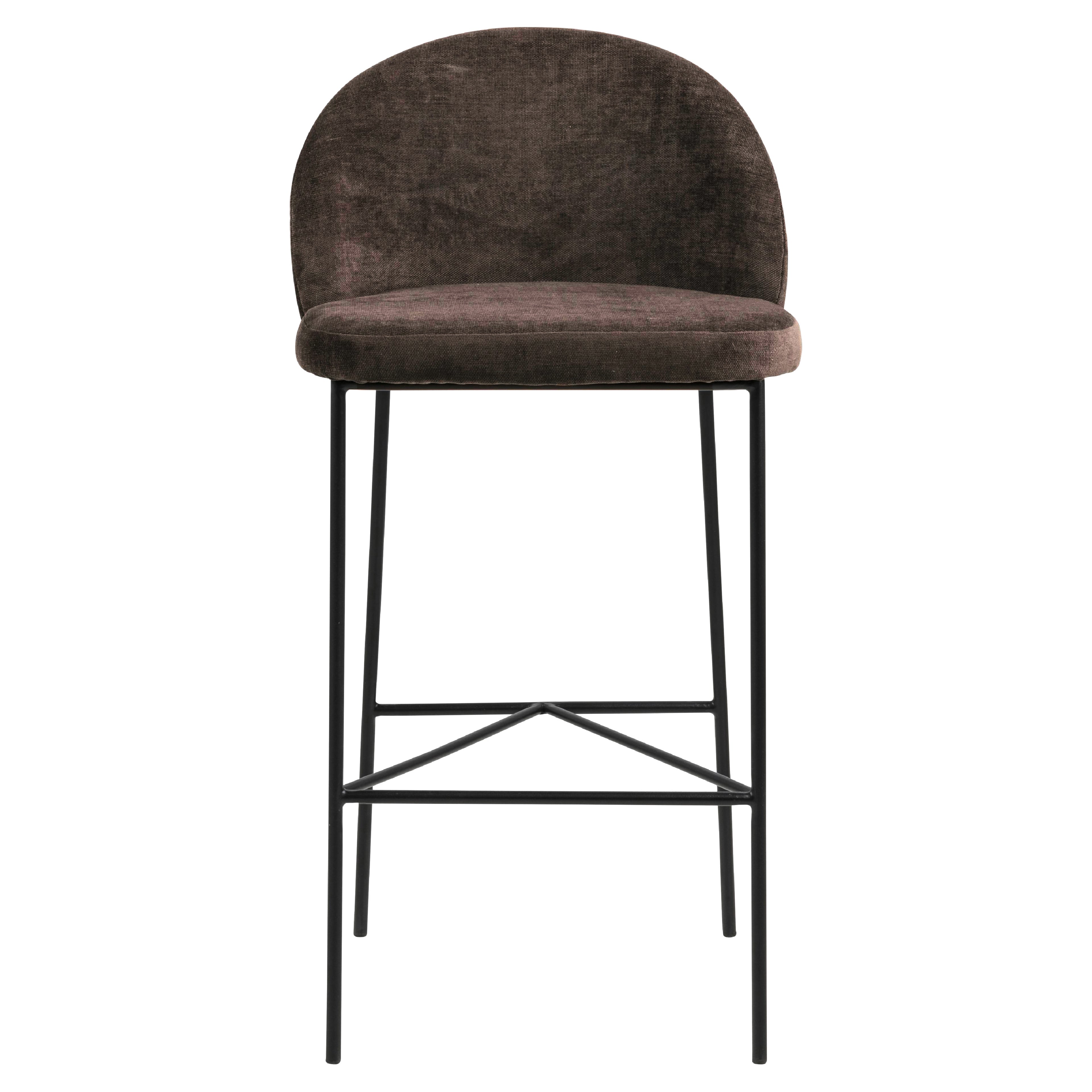 Nelson Barstool Brown Fabric Steel Black Legs