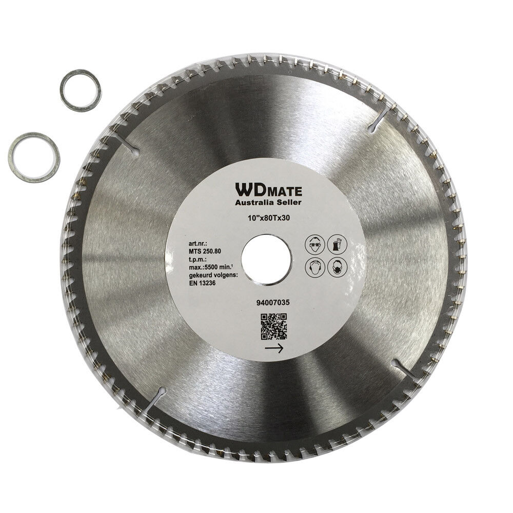 2x Wood Cutting DISC 250mm 80T TCT Circular Saw Blade 10" Wheel Cross ATB Sharp