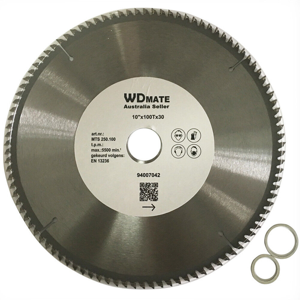 250mm Aluminium Plastic Circular Saw Blade Saw Cutting Disc 100T 10" 30/25.4TCT