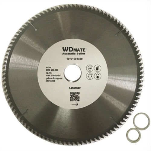 2x 250mm 100T 30mm Cutting Disc PlasticAluminium  Circular Saw Blade TCT 10"TCG