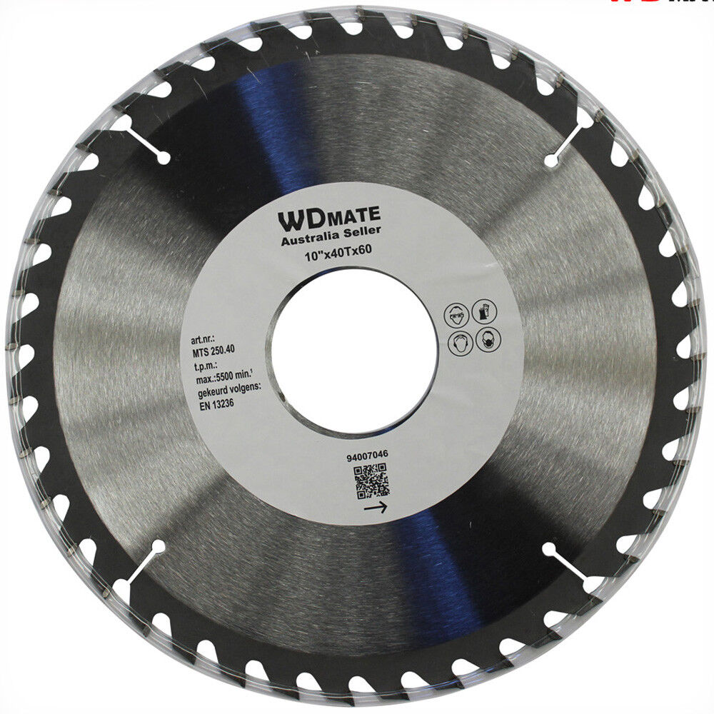 2x Wood Cutting Saw 250mm 40T 10” Wheel Blade 60mm Cross Disc Circular ATB Sharp