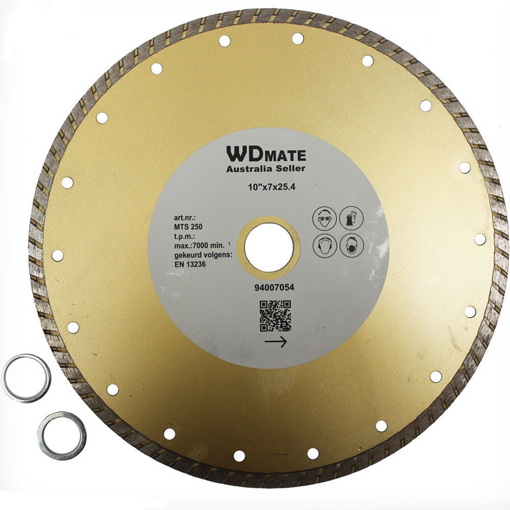 254mm Turbo Diamond Dry Wet Cutting Disc Circular Saw Blade 7*3mm 10" 25.4/22.3