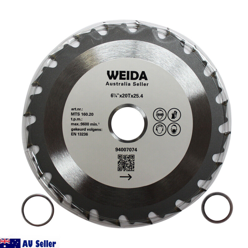 3x 160mm Wood Circular Saw Blade Cutting Disc 6-1/4" 20T Bore 25.4mm Kerf 2.5mm