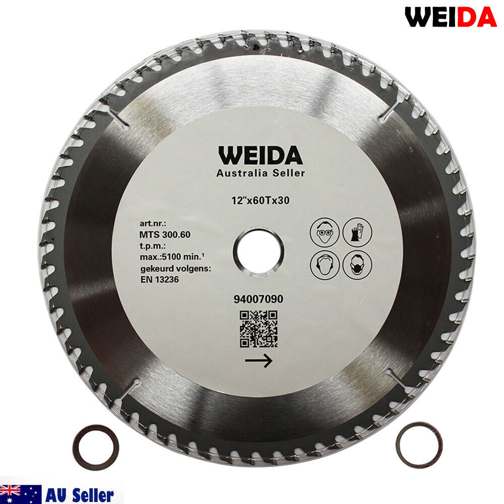 3x Circular Saw Blade 300mm 60T Wood Cutting 12’’ Kerf 3.2mm Bore 30/25.4/22.2mm