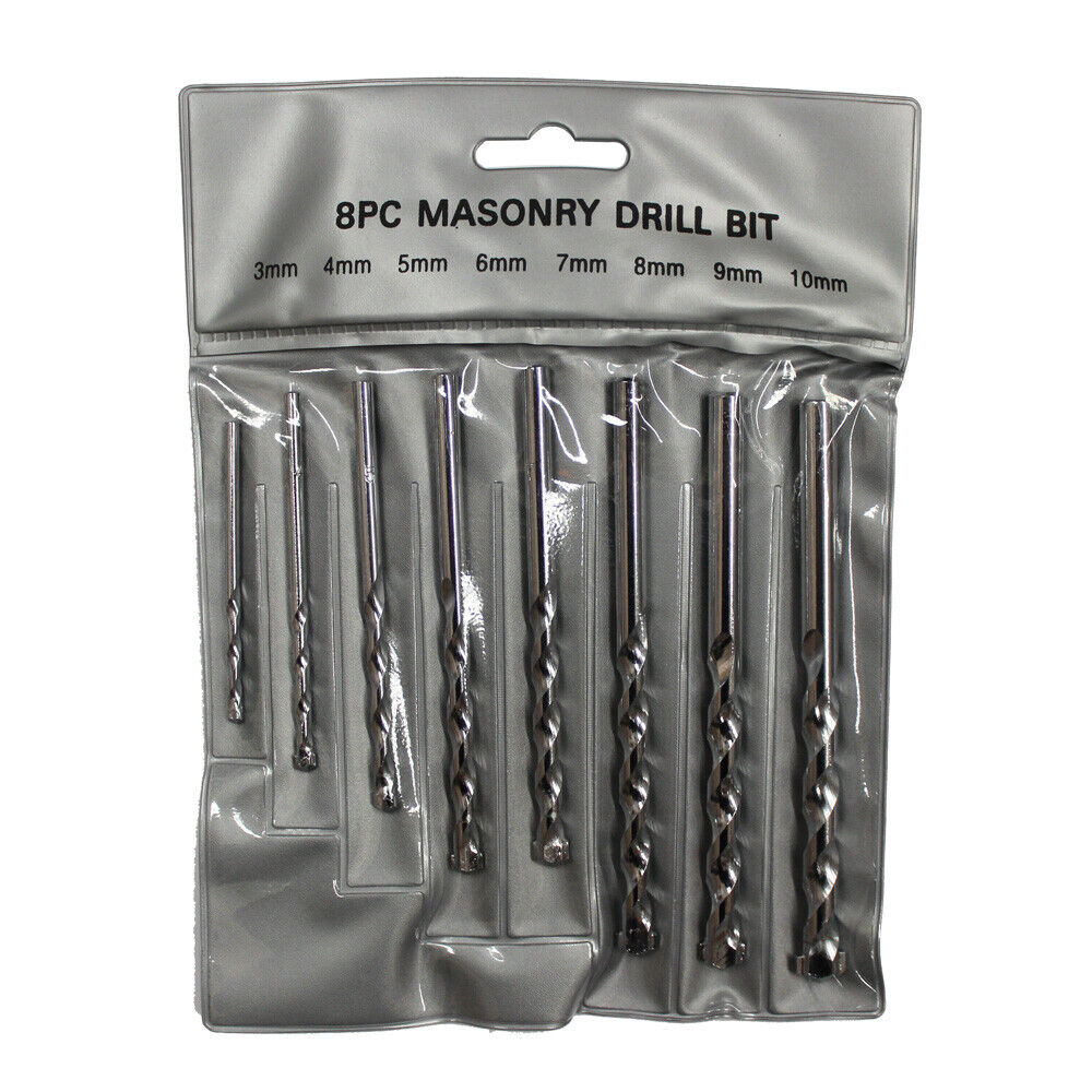 8pcs Masonry Drill Bit Set 3-10mm  Carbide Tip Brick Wall Concrete