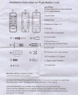 Digital Door Lock Keyless Entry Code Security Keypad Password LR Hand Metal Home