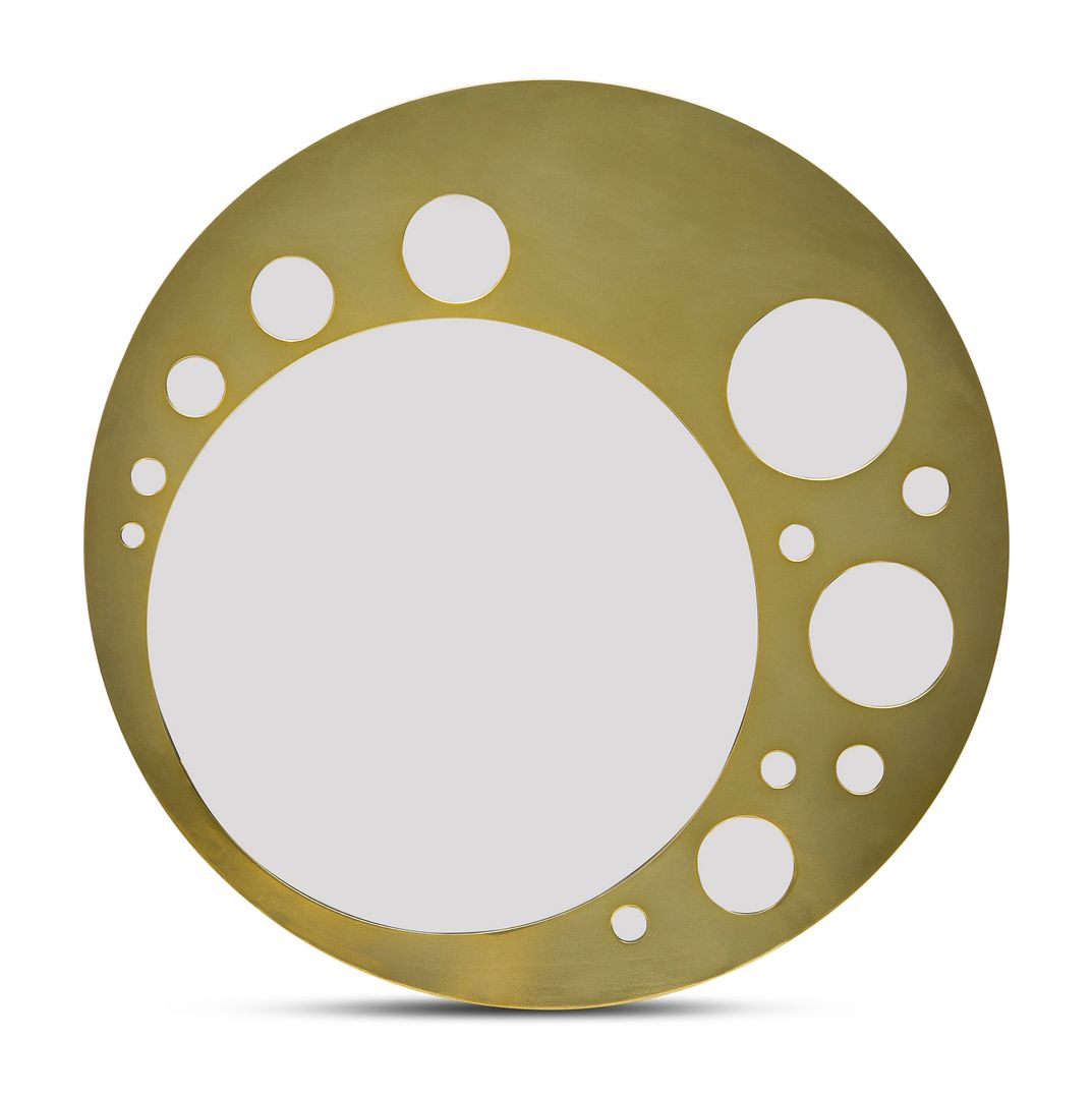 Decorative Round Wall Mirror Art in Brass Finish