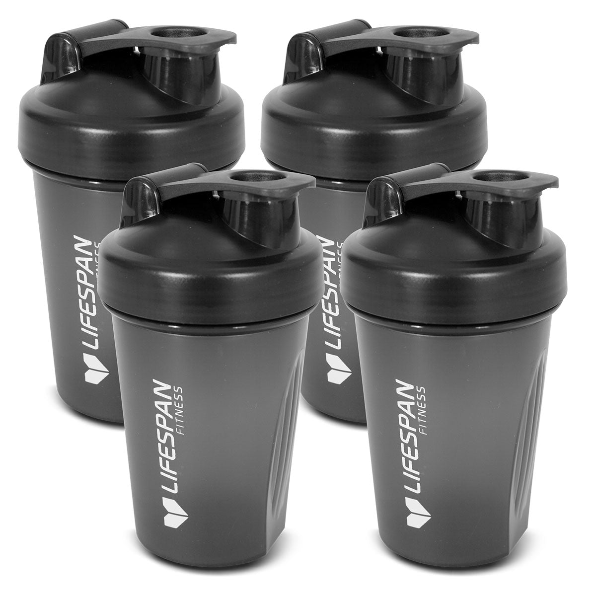 Lifespan Fitness Shaker Bottle 500ml in Black (Pack of 4)