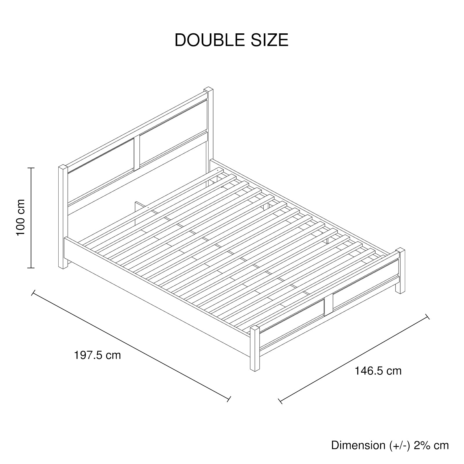 3 Pieces Bedroom Suite Natural Wood Like MDF Structure Double Size Oak Colour Bed, Bedside Table