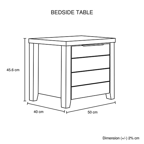 4 Pieces Bedroom Suite Natural Wood Like MDF Structure Queen Size White Ash Colour Bed, Bedside Table & Tallboy