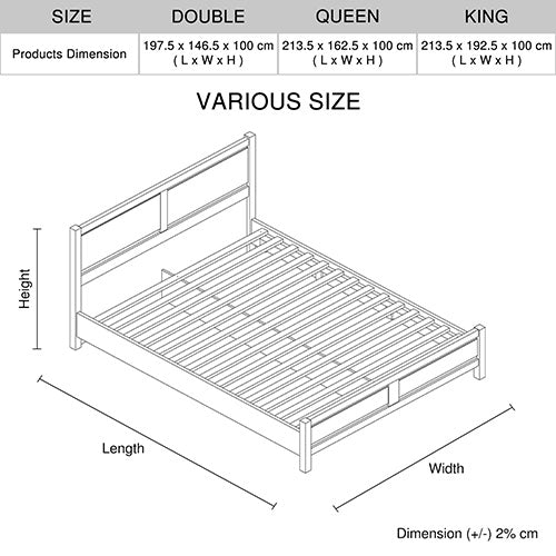 5 Pieces Bedroom Suite Natural Wood Like MDF Structure Double Size Oak Colour Bed, Bedside Table, Tallboy & Dresser