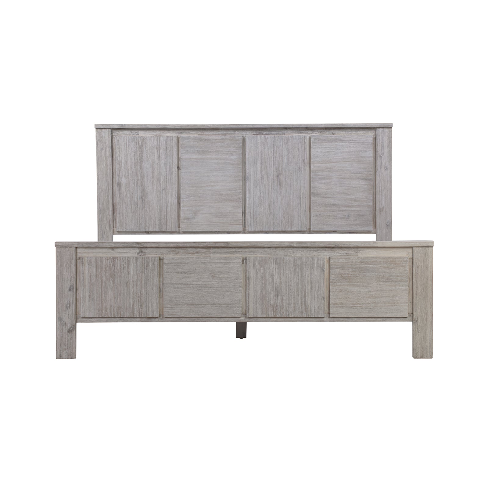 3 Pieces Bedroom Suite with Solid Acacia Wood Veneered Construction in King Size White Ash Colour Bed, Bedside Table