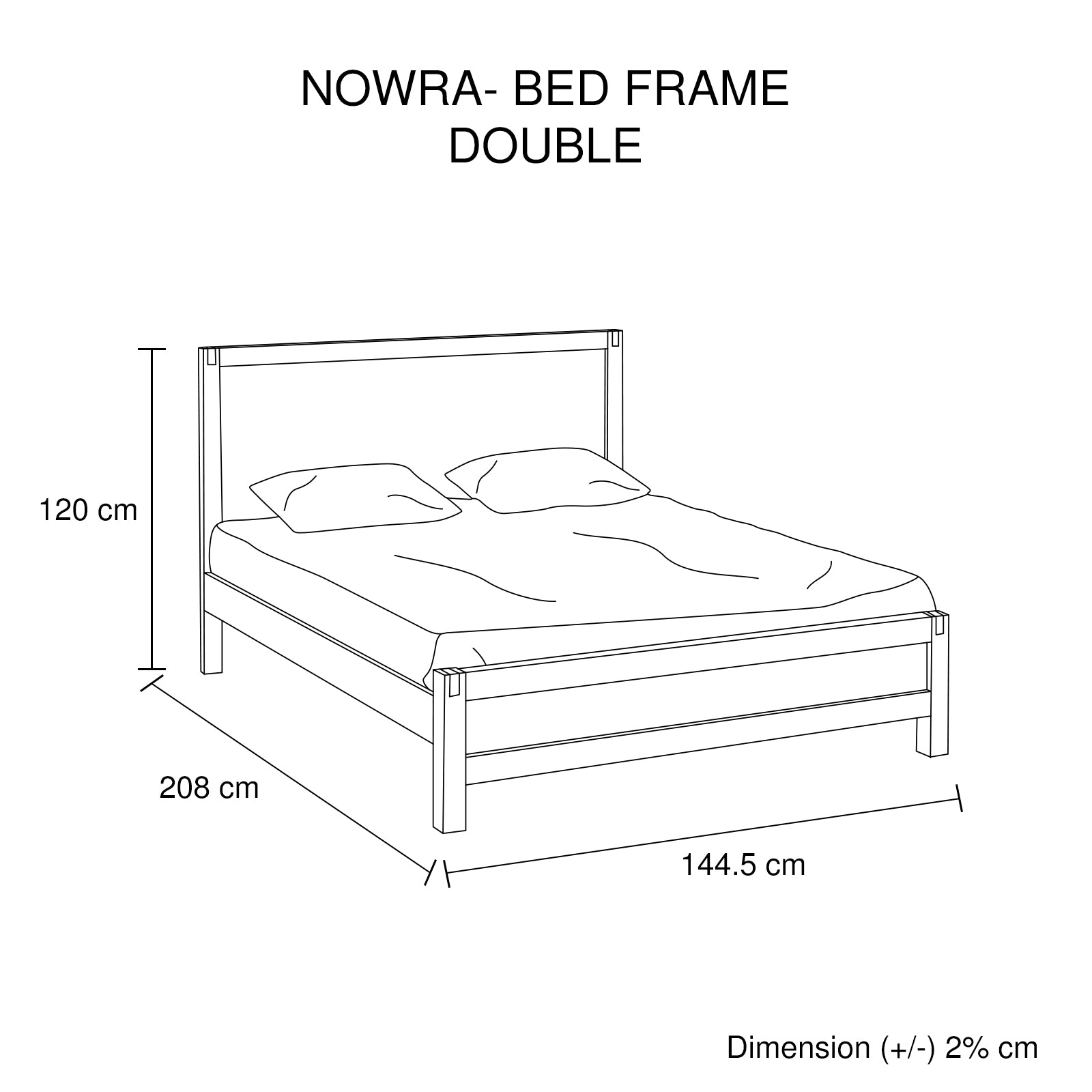 3 Pieces Bedroom Suite in Solid Wood Veneered Acacia Construction Timber Slat Double Size Chocolate Colour Bed, Bedside Table