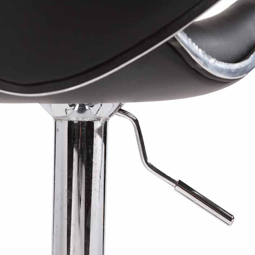 2X Black Bar Stools Faux Leather Mid High Back Adjustable Crome Base Gas Lift Swivel Chairs