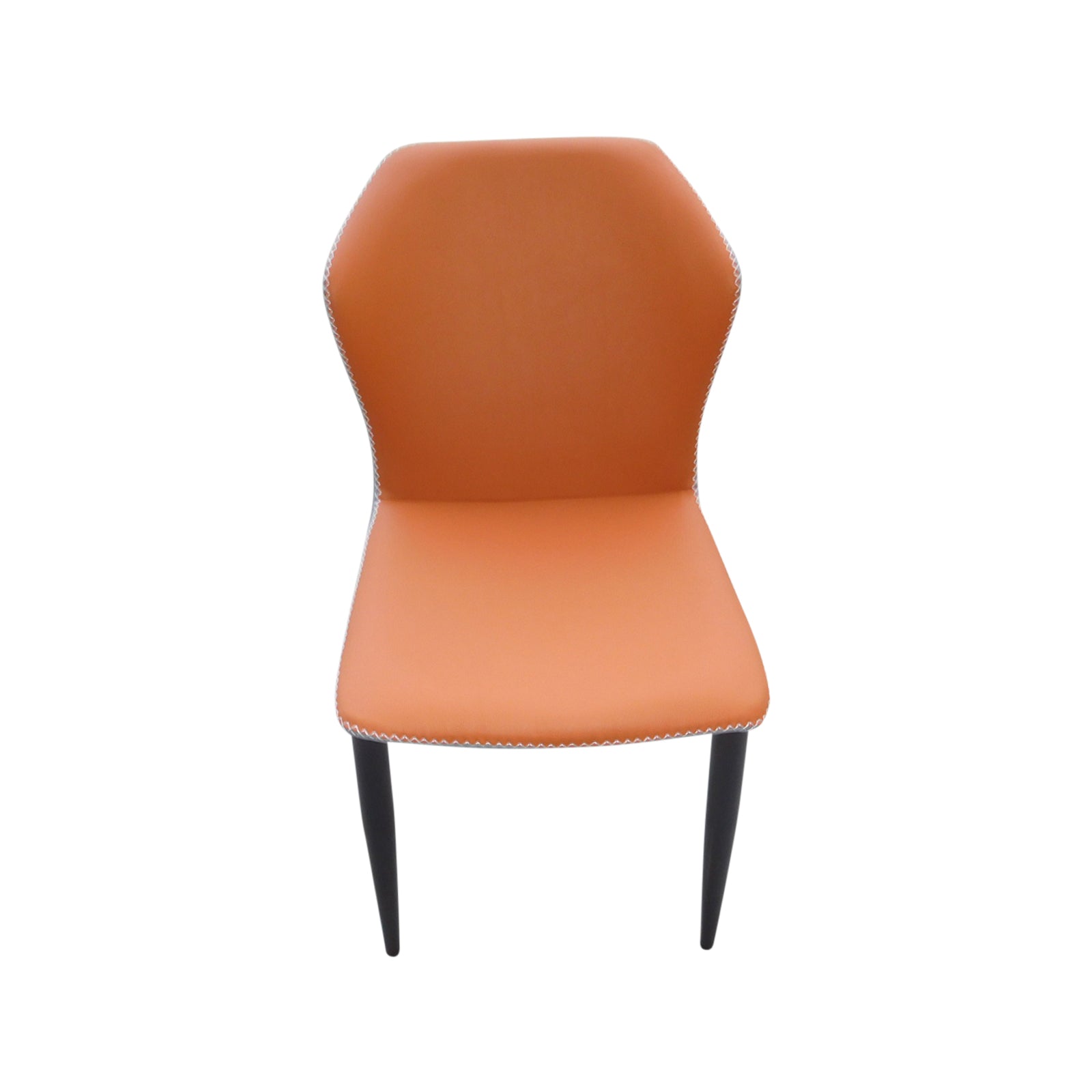 6X Orange Dining Chairs Premium Leatherette Gorgeous Colour Stylish Tripod Legs Carbon Steel