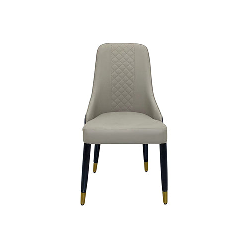 2x Dining Chair Grey Leatherette Upholstery Black & Golden Legs