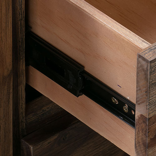 Dresser with 6 Storage Drawers in Solid Acacia & Veneer With Mirror in Chocolate Colour