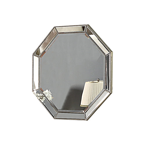 Wall Mirror MDF Construction Octagon Shape Silver Colour