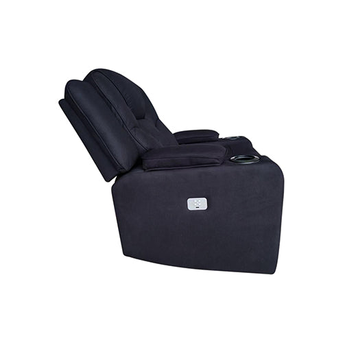 Electric Recliner Stylish Rhino Fabric Black 1 Seater Lounge Armchair with LED Features