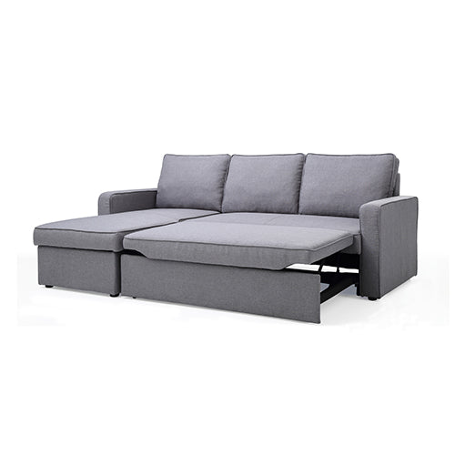 3 Seater Sofa Bed with pull Out Storage Corner Chaise Lounge Set in Grey