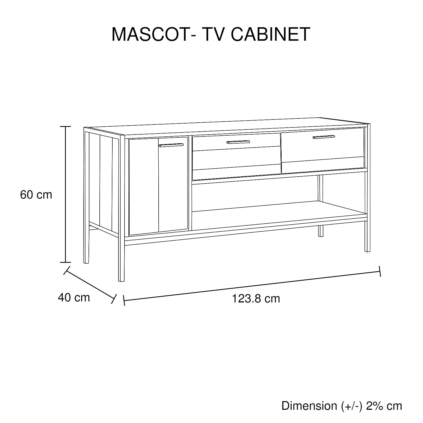 TV Cabinet with 2 Storage Drawers Cabinet Natural Wood Like Particle board Entertainment Unit in Oak colour