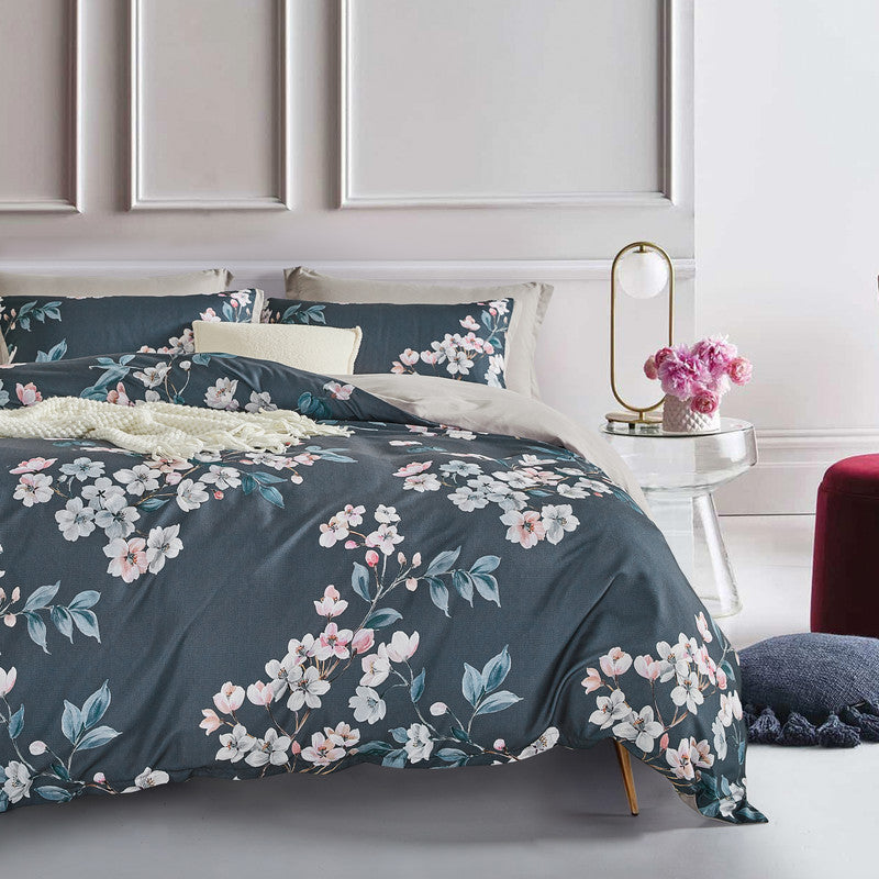 Botanical Hazel Microfibre Quilt Cover Set-queen size