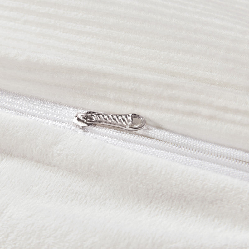 Corduroy Velvet Queen Bed Quilt Cover Set-White