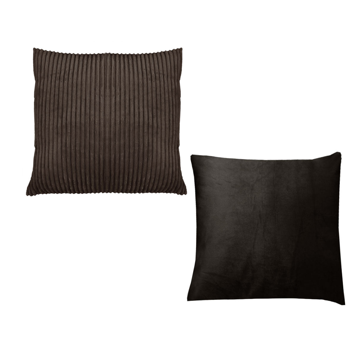Pair of Calico Cordury Cushions Chocolate