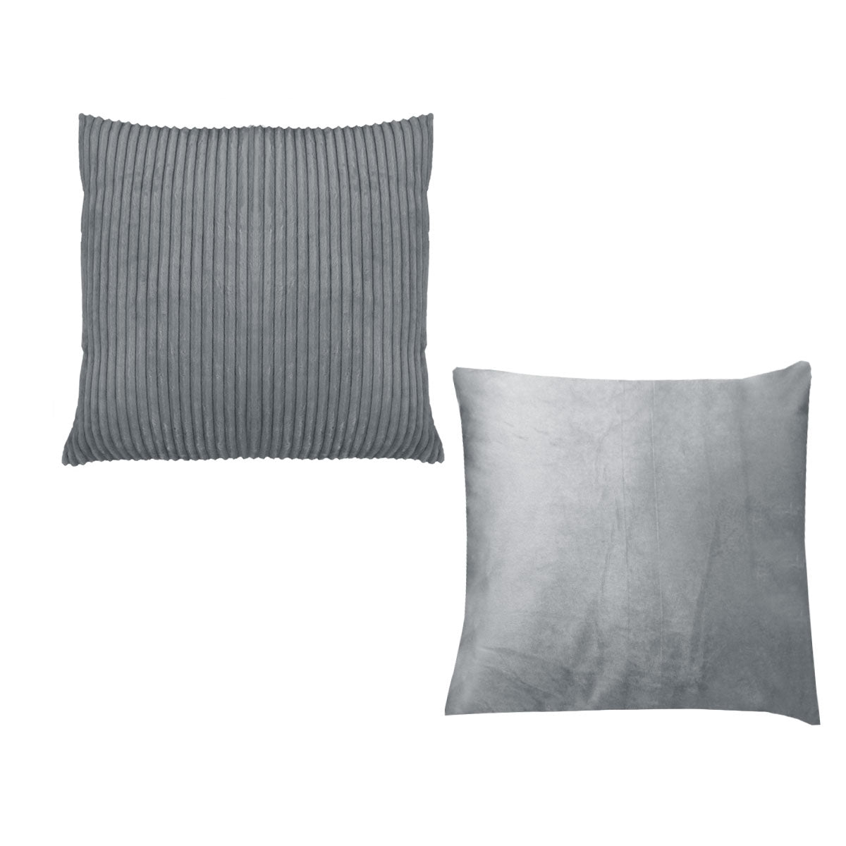 Pair of Calico Cordury Cushions Grey