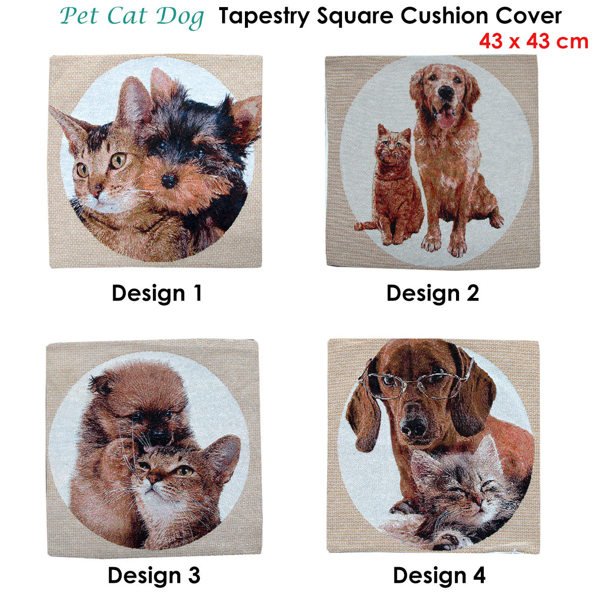 Tapestry Pet Cat Dog Square Cushion Cover Design 1