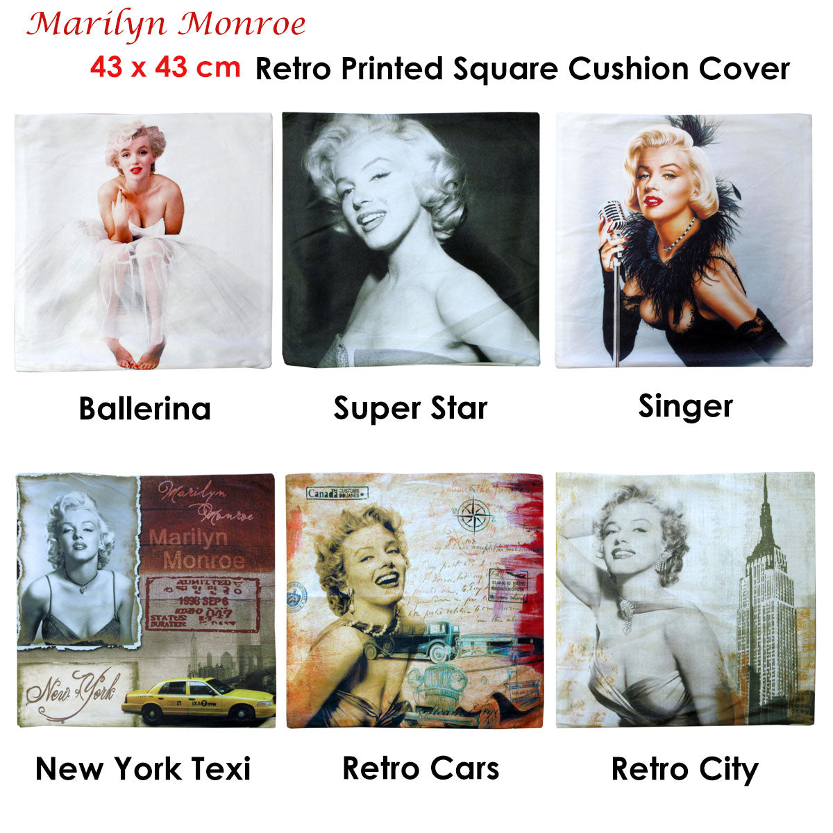 Marilyn Monroe Super Star Square Cushion Cover