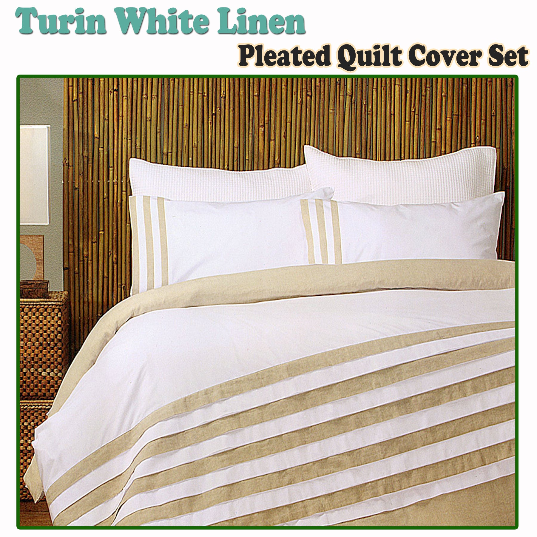 Turin White Linen Quilt Cover Set QUEEN