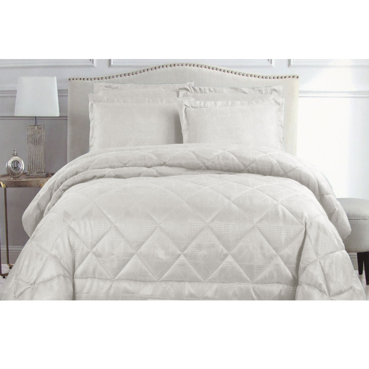 Hotel Living Eli Jacquard Comforter Set Queen White