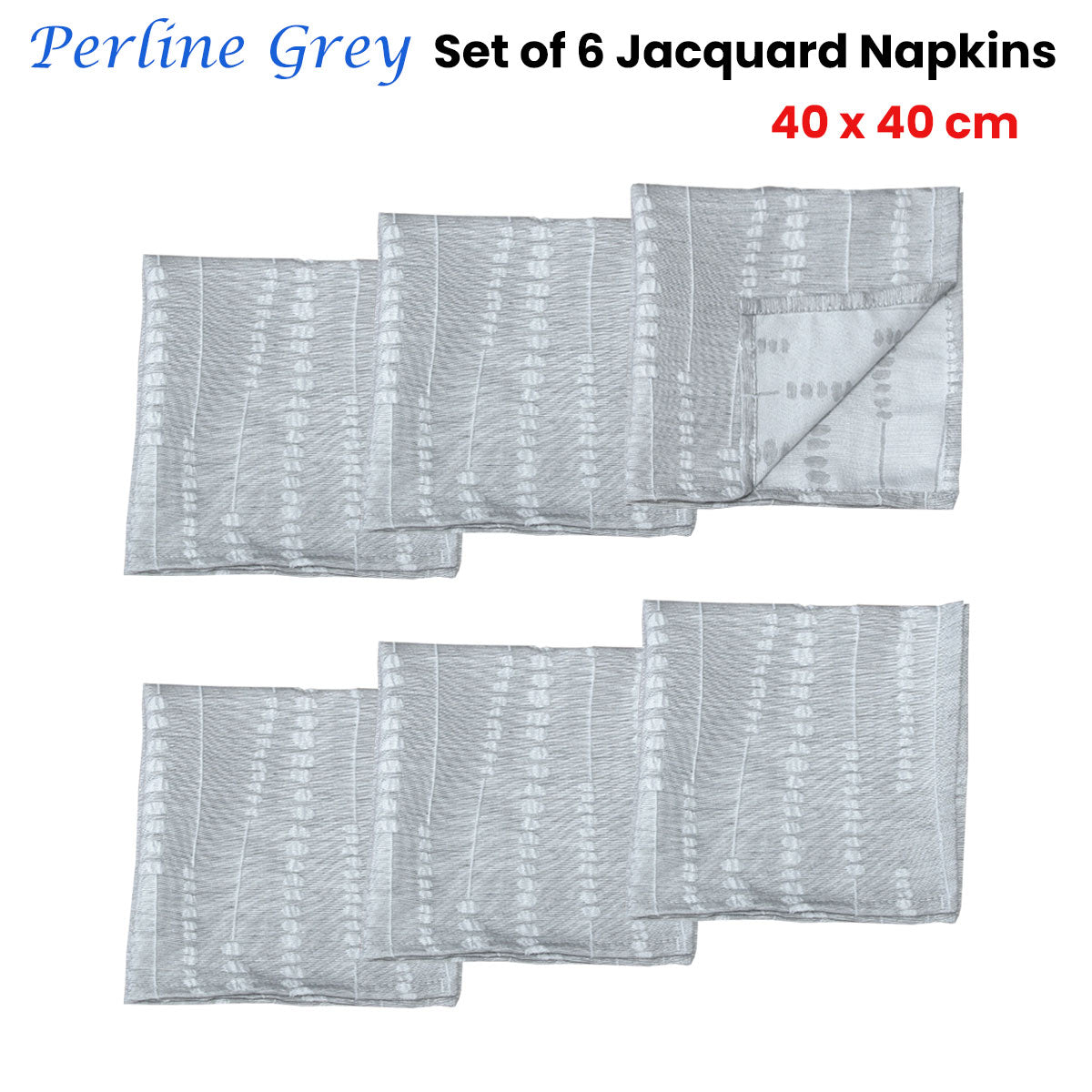 Set of 6 Perline Grey Jacquard Napkins 40cm x 40cm