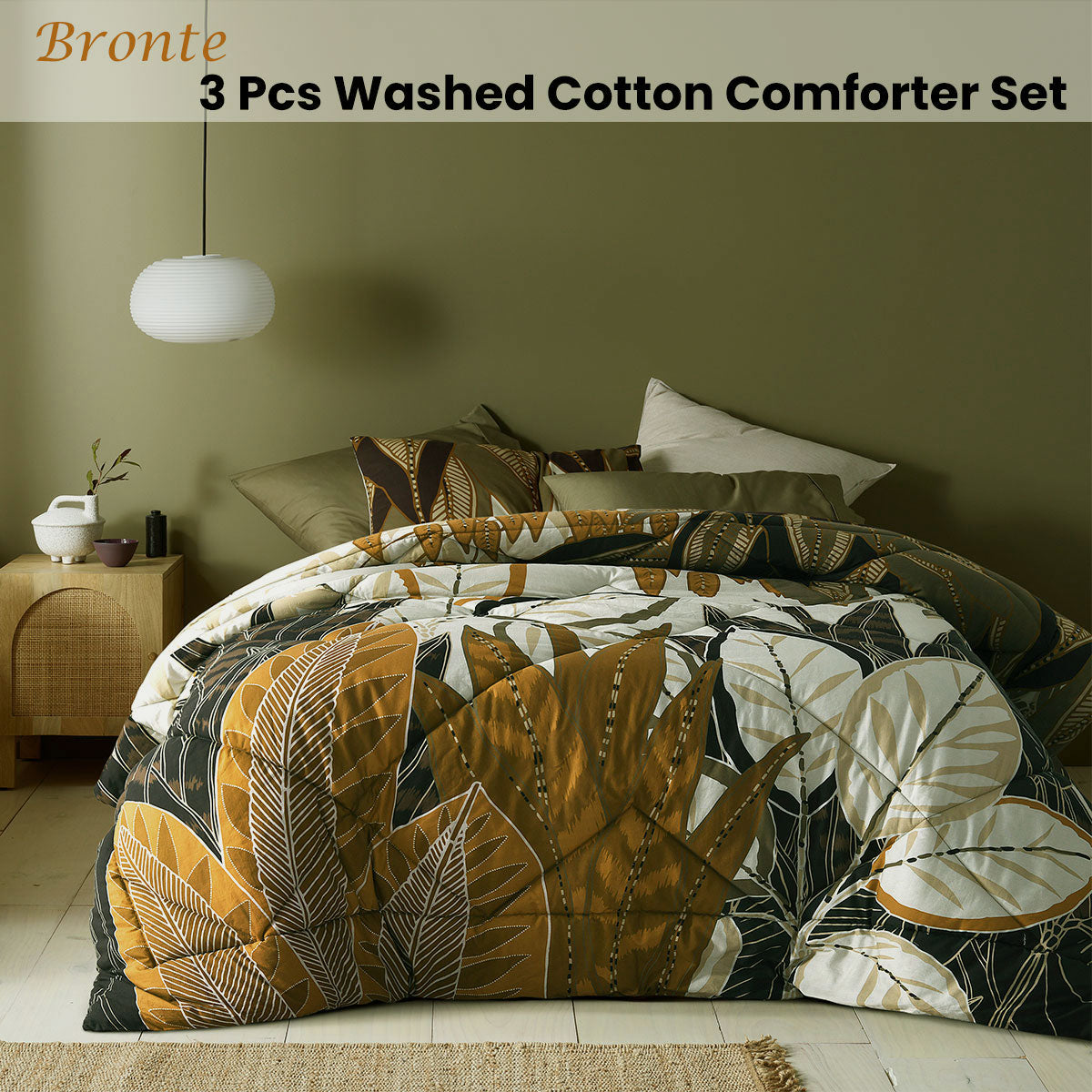 Accessorize Bronte Washed Cotton Printed 3 Piece Comforter Set King