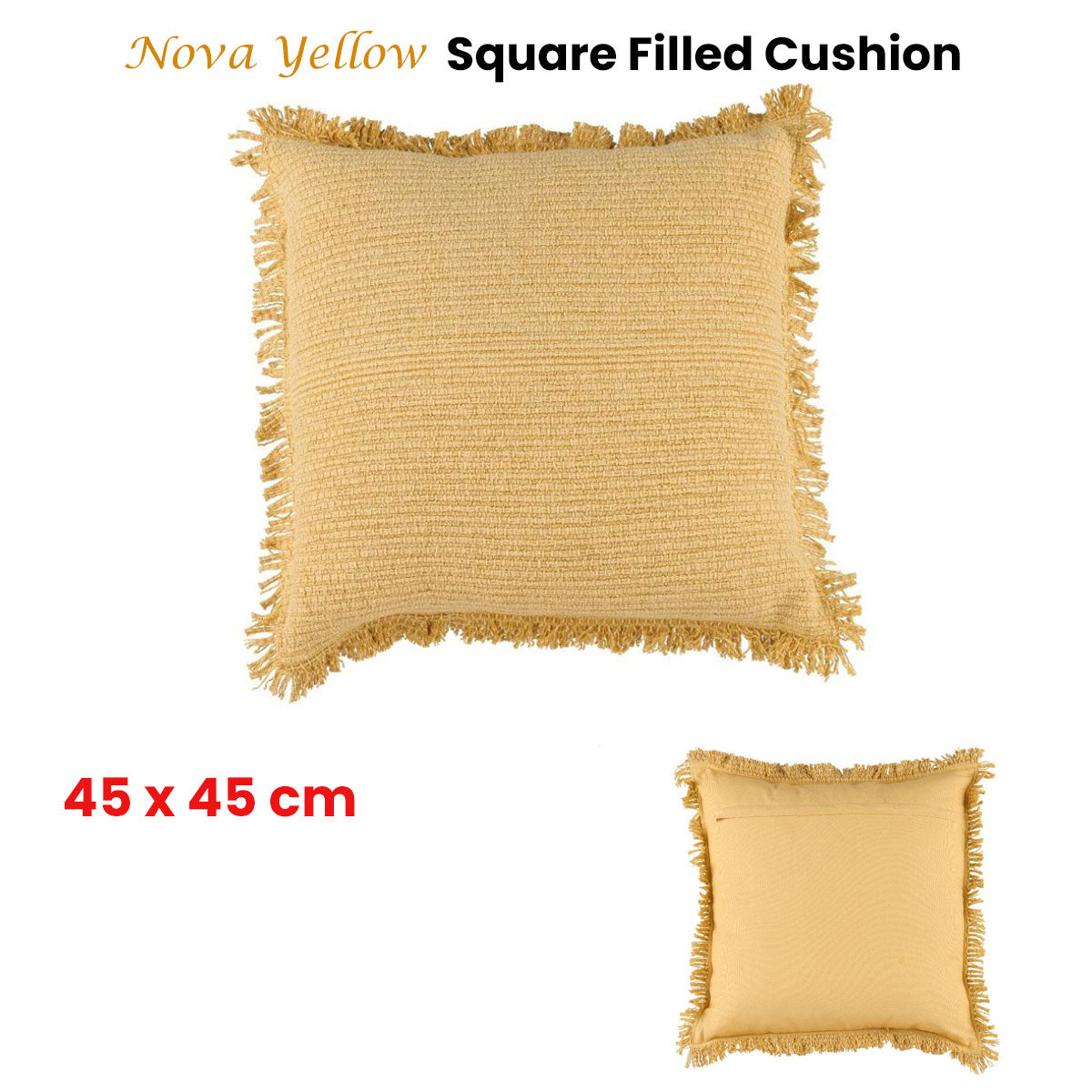 Accessorize Nova Yellow Square Filled Cushion 45cm x 45cm