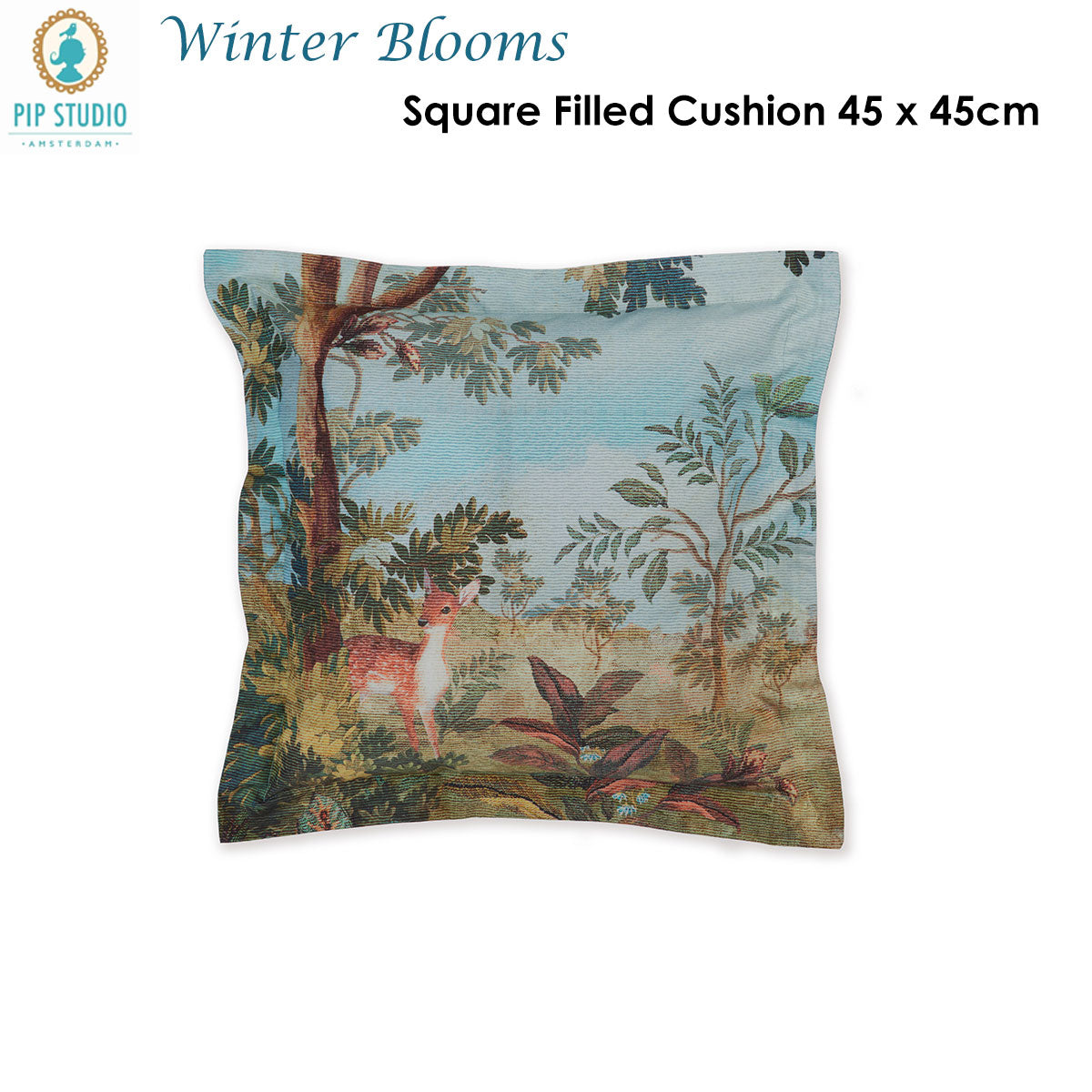 PIP Studio Winter Blooms Multi Cotton Cover Square Cushion