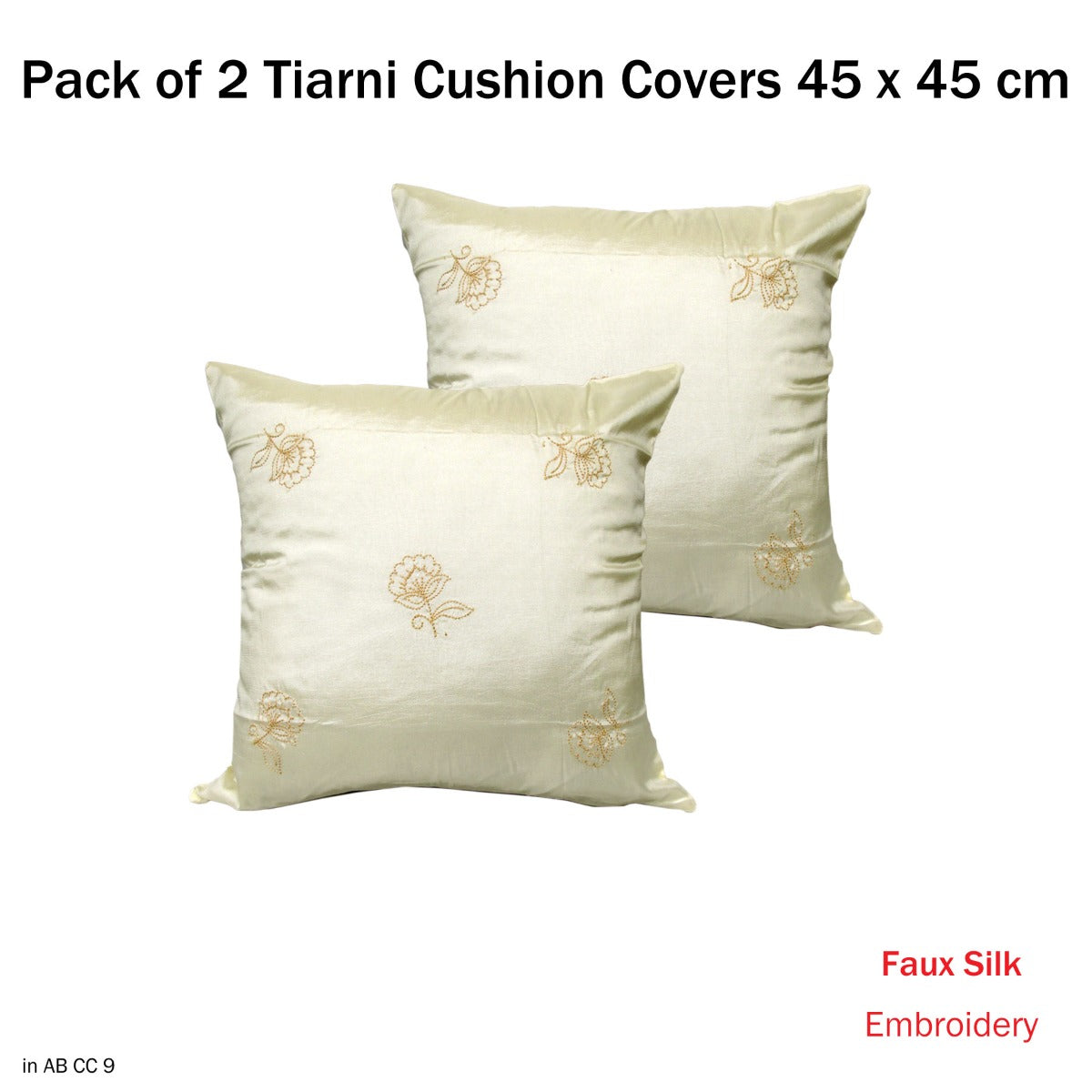 Accessorize Set of 2 Tiarni Embroidery Faux Silk Square Cushion Covers