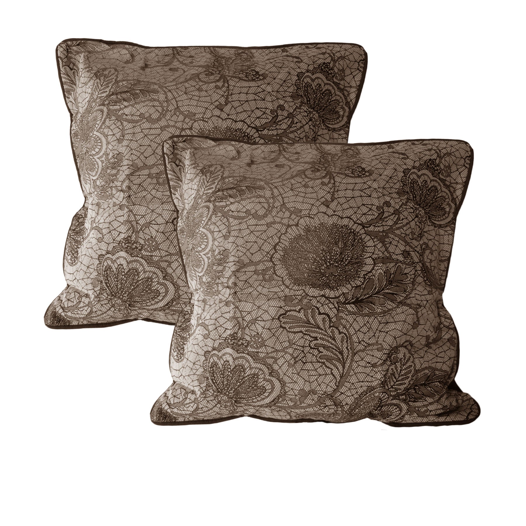 Accessorize Pair of Trudie Lace European Pillowcases Chocolate